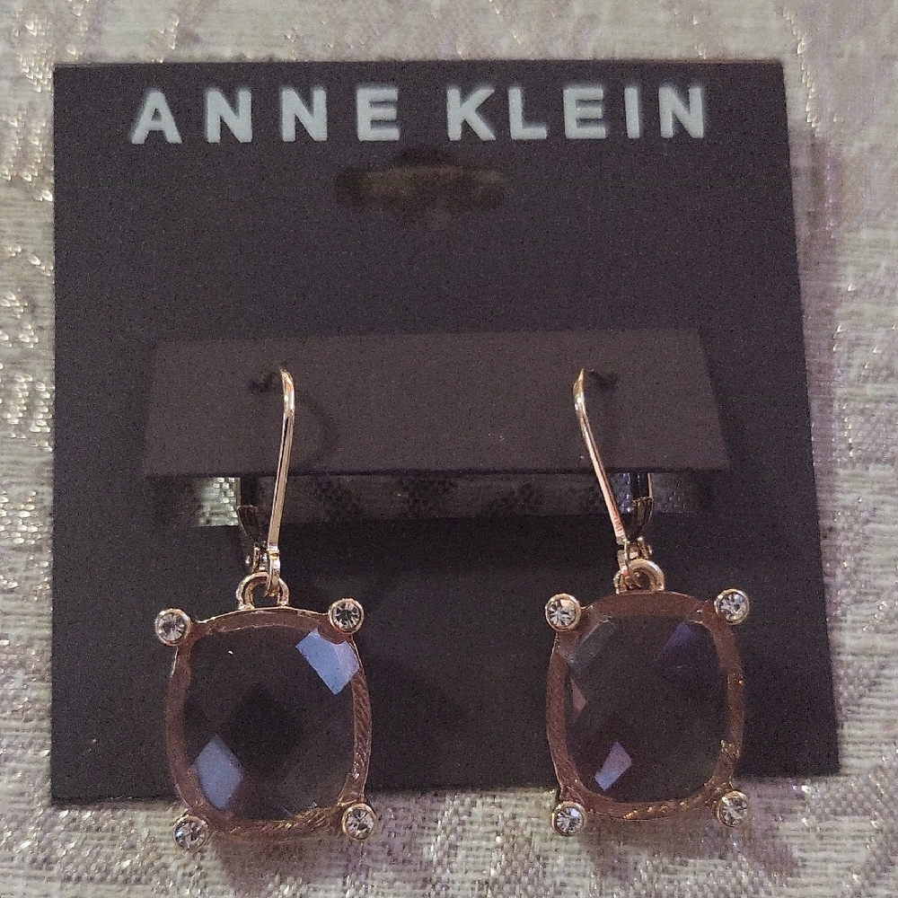 Anne Klein Gold Earrings with Lavender Stones